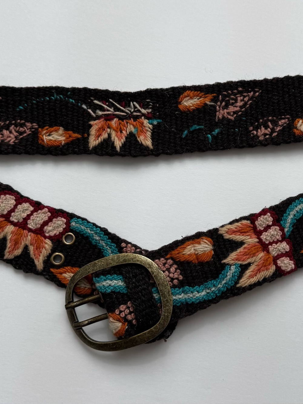Handmade Boho Indie Granola Cottagecore Floral Embroidered Belt